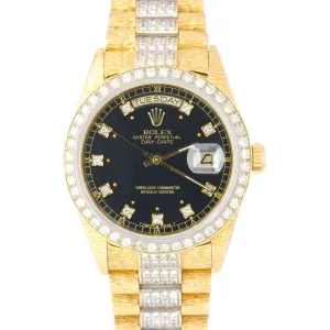 Rolex Day-Date President Black DIAMOND 36mm 18K Gold Automatic Watch 18038