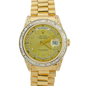 Rolex Day-Date President Champagne DIAMOND String 18038 36mm 18K Gold Watch