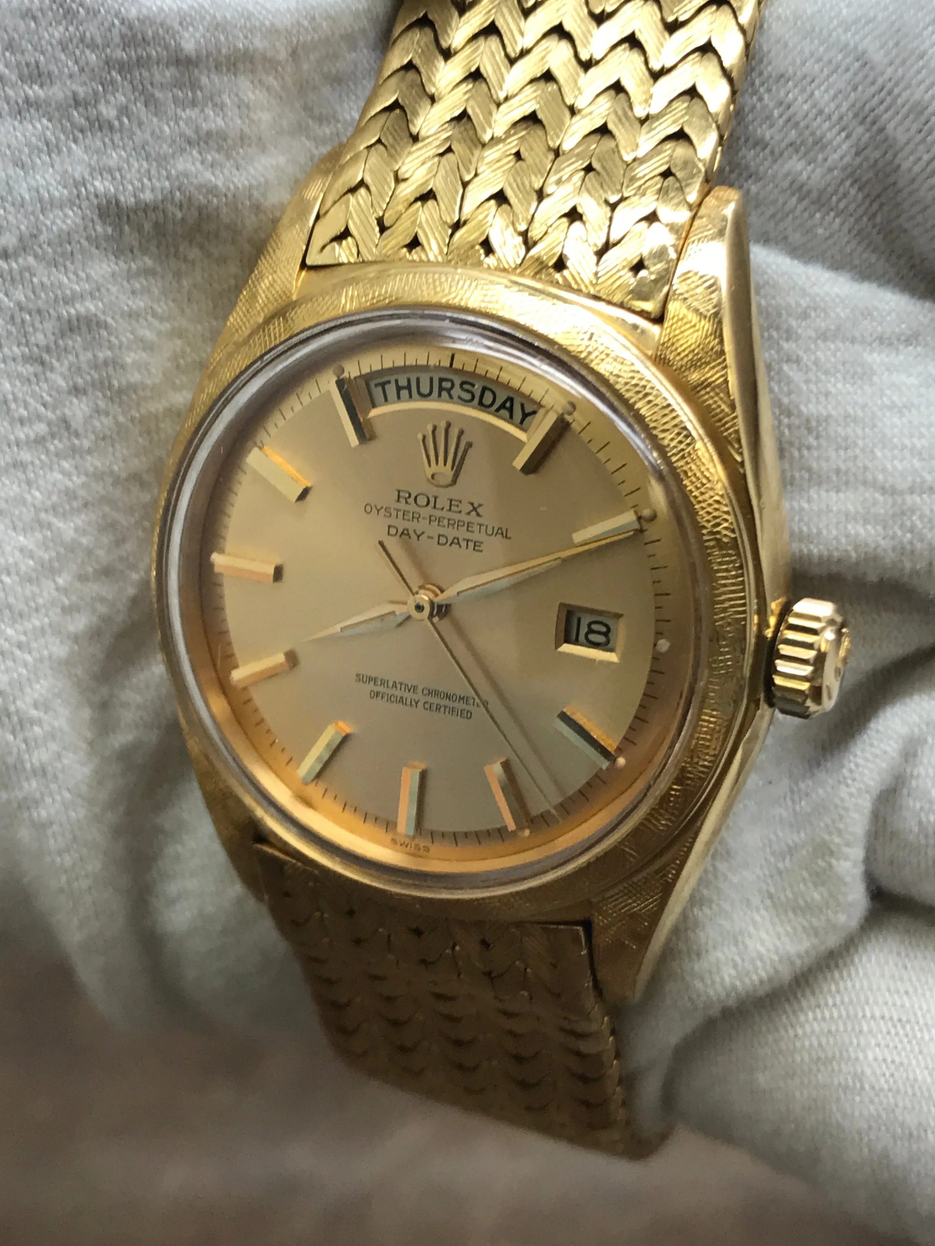 Rolex Day Date Rare Florentine Finish 1806 Champagne Dial Automatic Watch