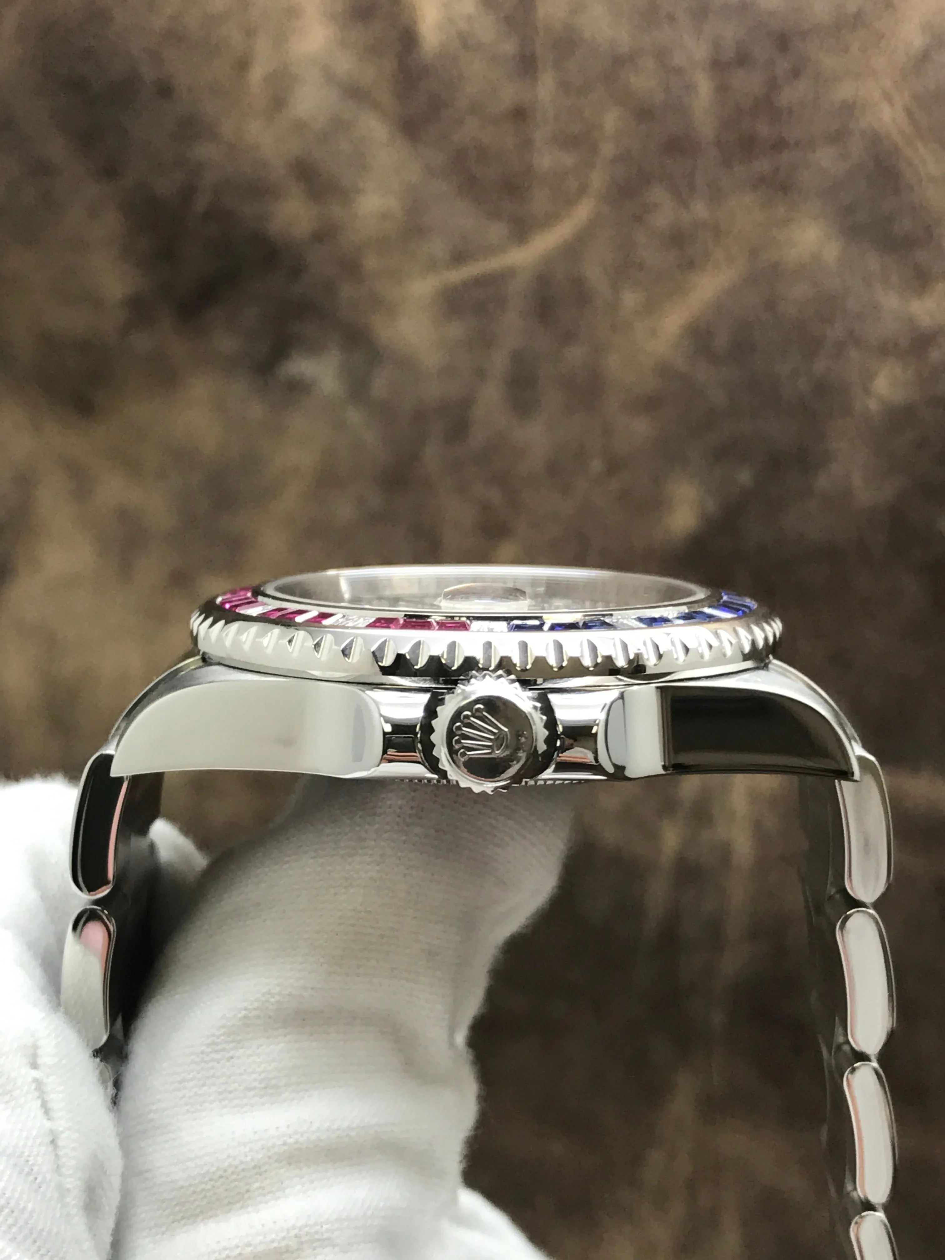 Rolex GMT Master II 116710LN Custom Pave Diamond Dial Automatic Men's Watch