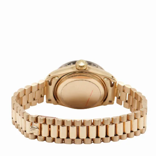 Rolex Ladies Datejust 26mm all 18k Yellow Gold Case, Custom Champagne Diamond Dial Watch Reference# 6917