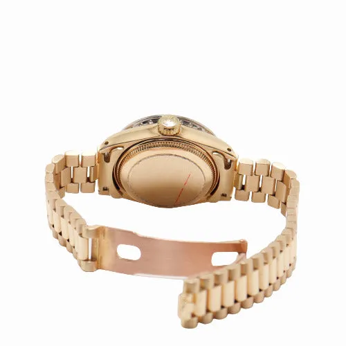 Rolex Ladies Datejust 26mm all 18k Yellow Gold Case, Custom Champagne Diamond Dial Watch Reference# 6917