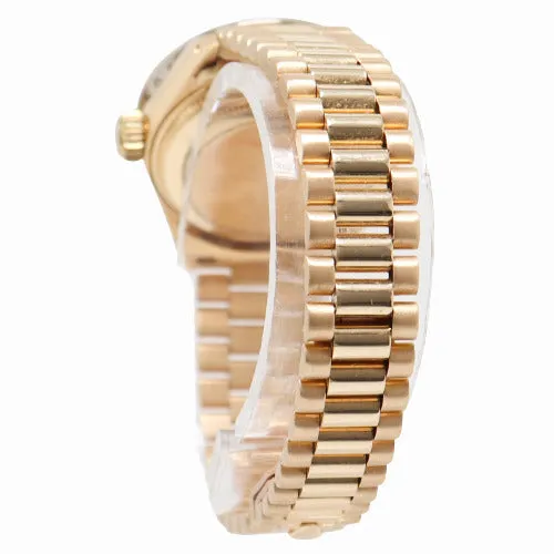 Rolex Ladies Datejust 26mm all 18k Yellow Gold Case, Custom Champagne Diamond Dial Watch Reference# 6917