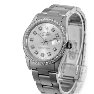 Rolex Lady-Datejust 31mm Stainless Steel Silver Diamond Dial & Diamond Bezel 68240