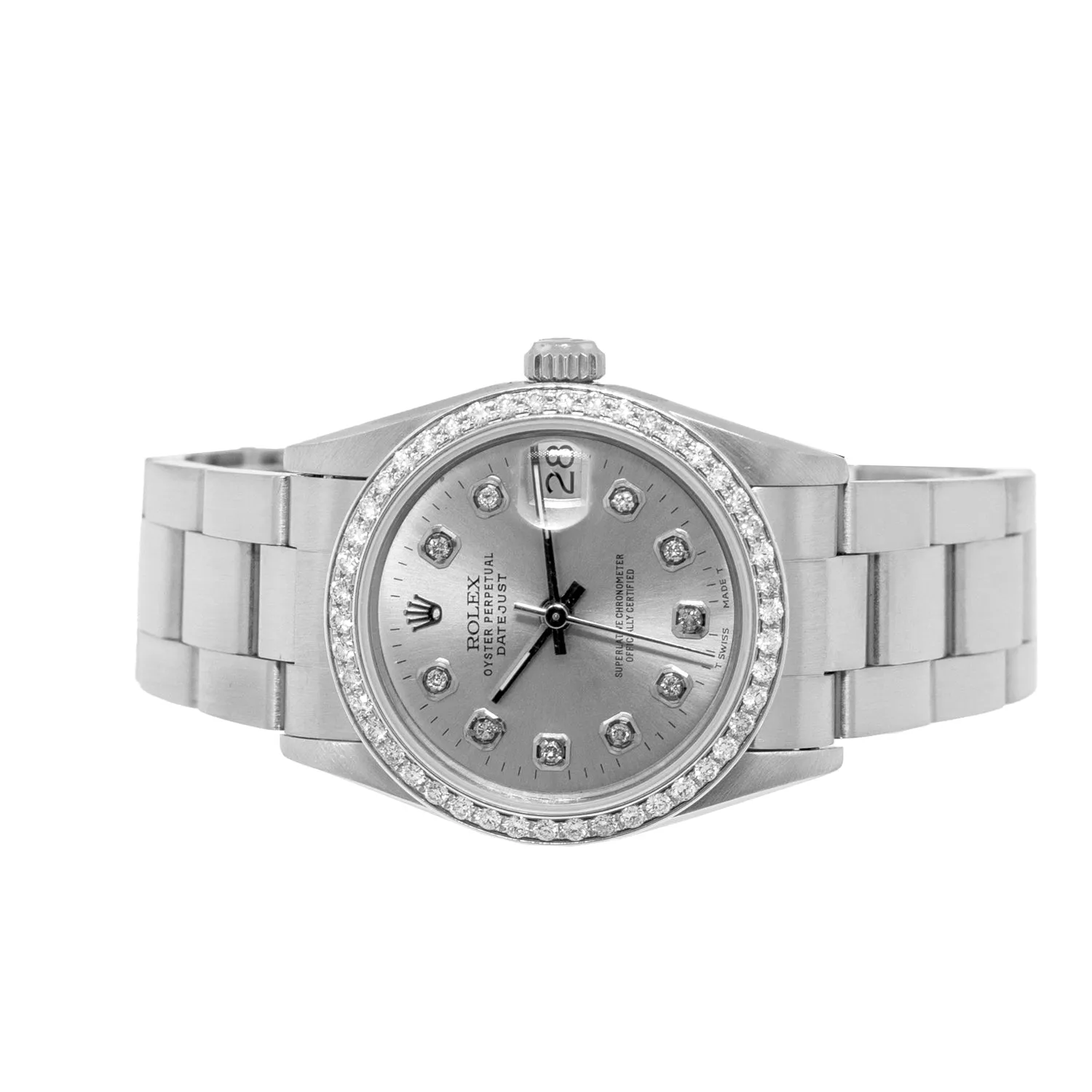 Rolex Lady-Datejust 31mm Stainless Steel Silver Diamond Dial & Diamond Bezel 68240