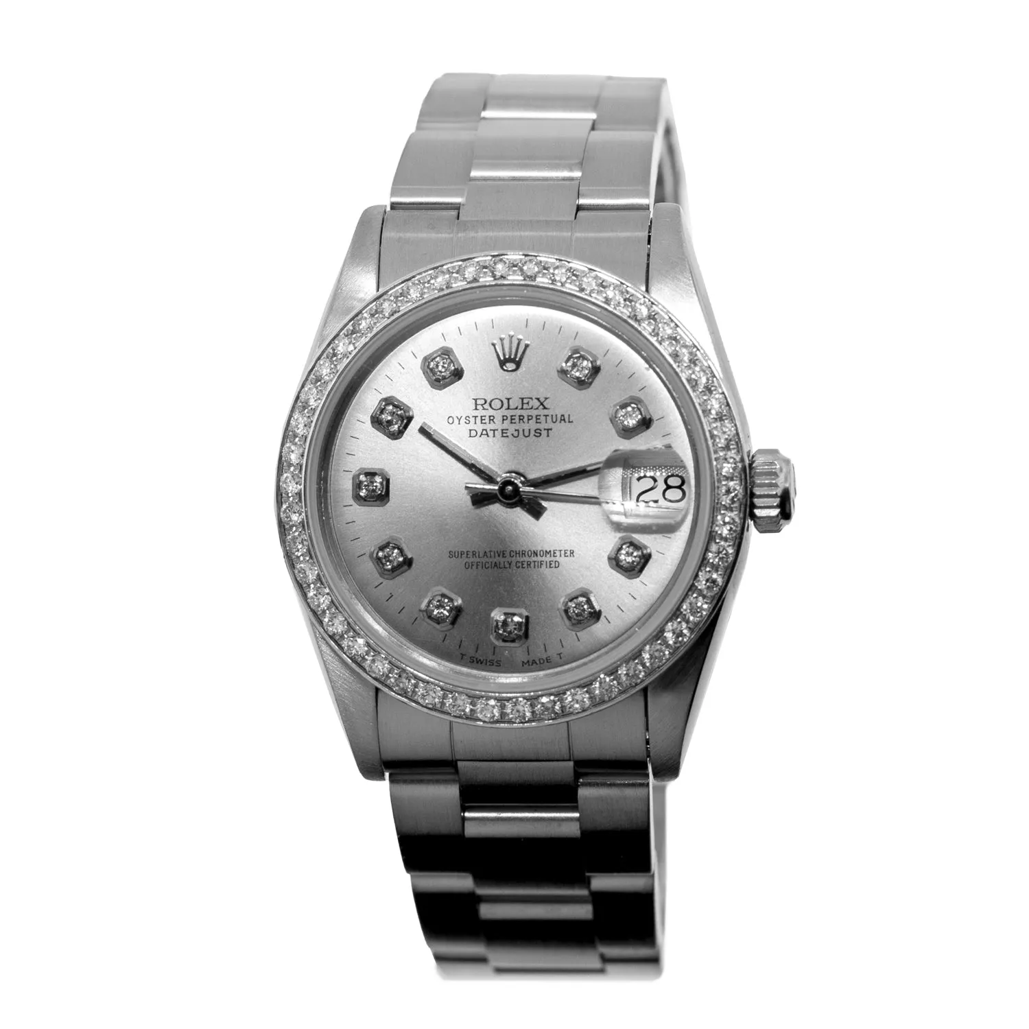 Rolex Lady-Datejust 31mm Stainless Steel Silver Diamond Dial & Diamond Bezel 68240
