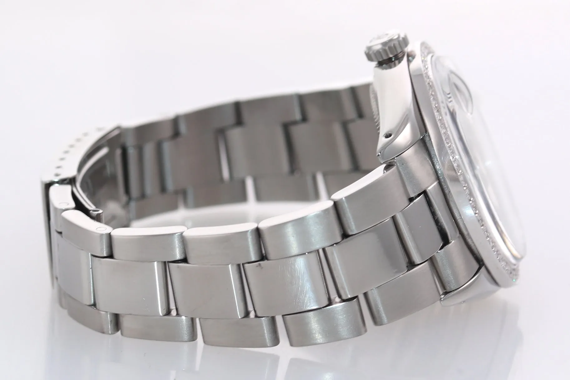 Rolex Oyster Date 1501 Steel MOP Mother of Pear Diamond Dial Bezel Watch Box