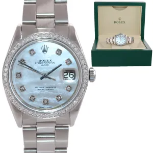 Rolex Oyster Date 1501 Steel MOP Mother of Pear Diamond Dial Bezel Watch Box