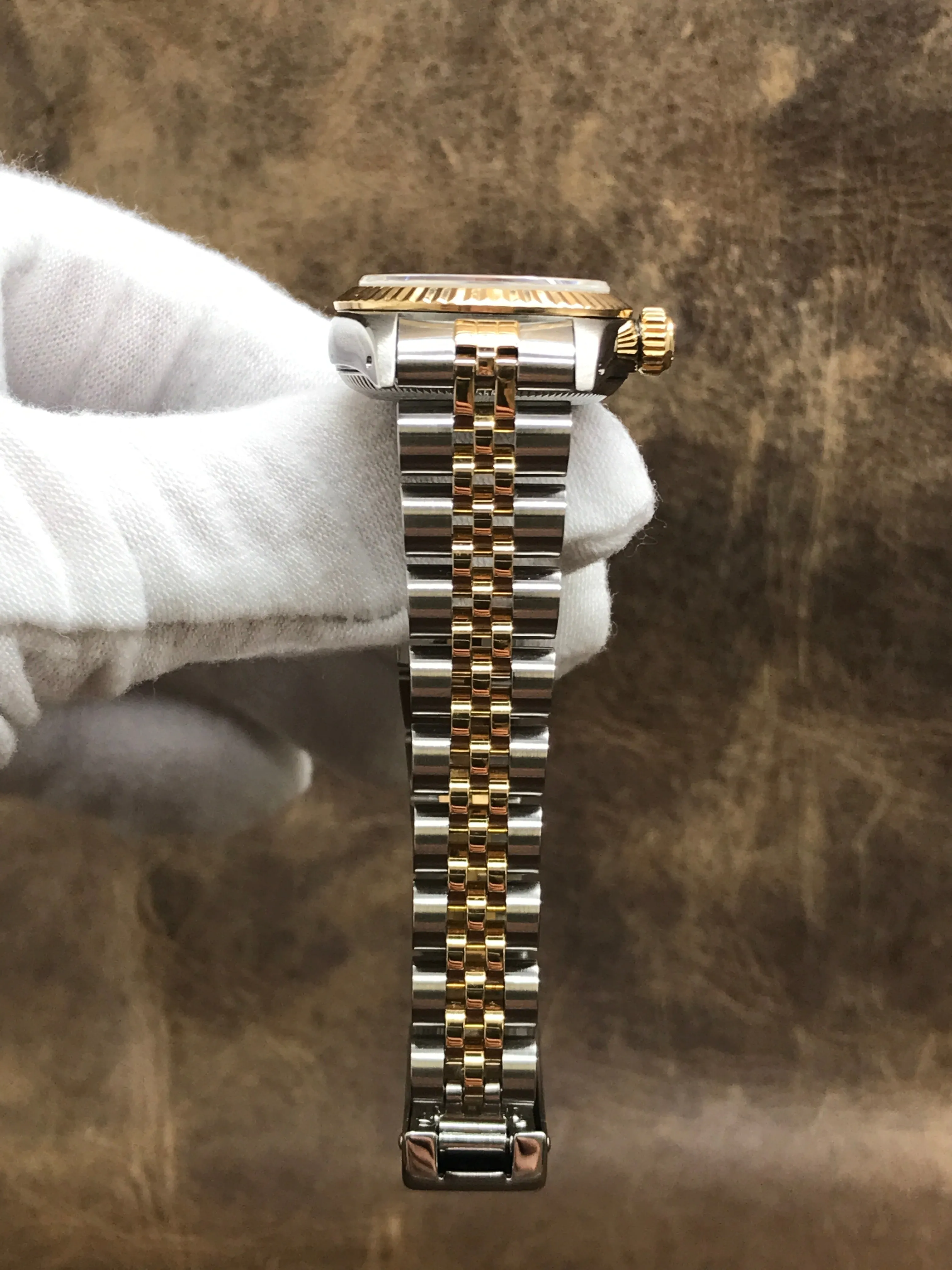 Rolex Oyster Perpetual 67193 Custom Blue Diamond Dial Automatic Women's Watch