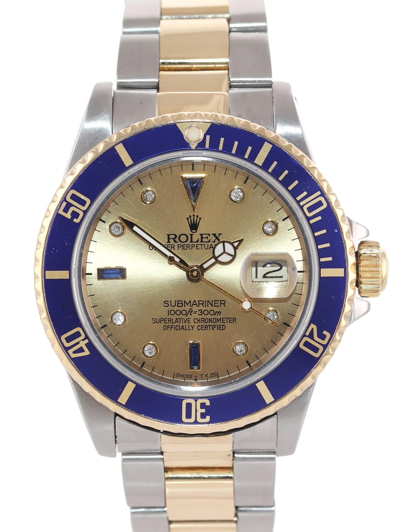 Rolex Submariner 16803 Two Tone Gold Steel Champagne Diamond Watch Box