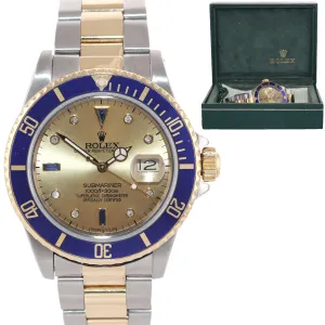 Rolex Submariner 16803 Two Tone Gold Steel Champagne Diamond Watch Box