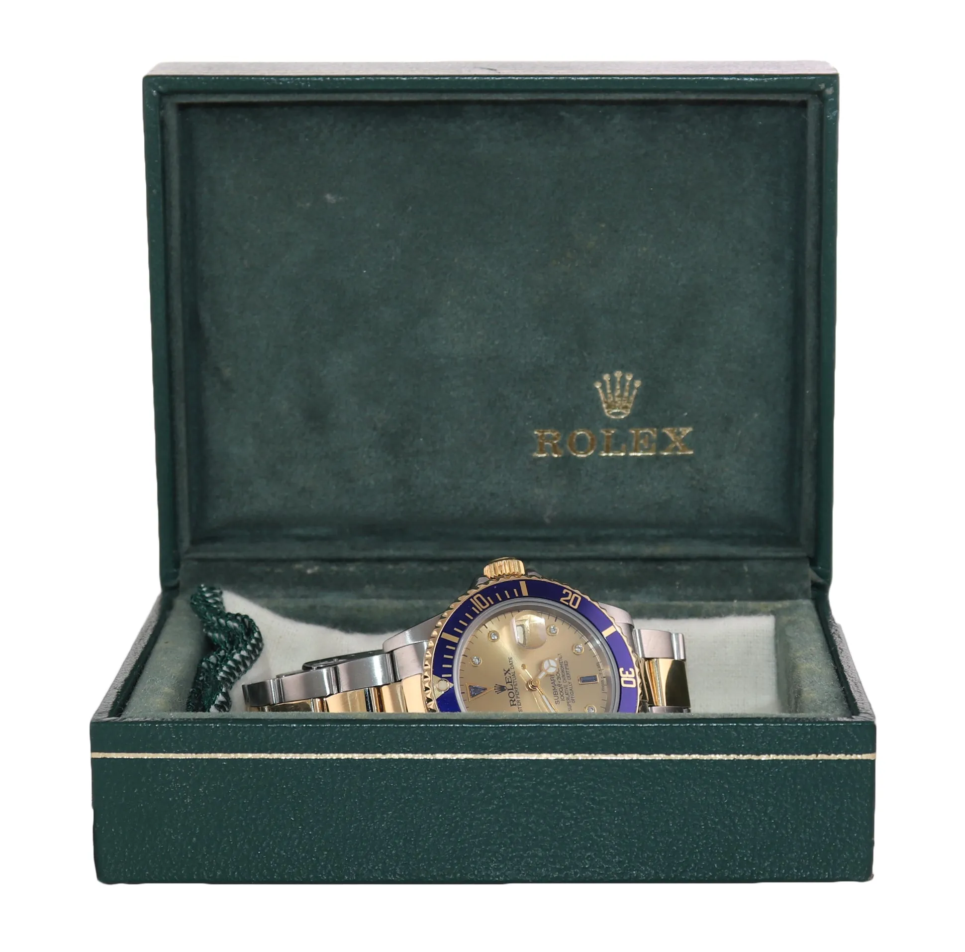 Rolex Submariner 16803 Two Tone Gold Steel Champagne Diamond Watch Box