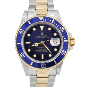 Rolex Submariner Date STARRY NIGHT DIAL Blue 18K Steel Gold 40mm Oyster 16803