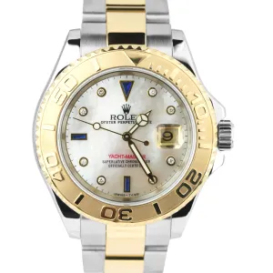 Rolex Yacht-Master 16623 40mm 18K Two Tone Gold Steel Date White MOP SERTI Watch