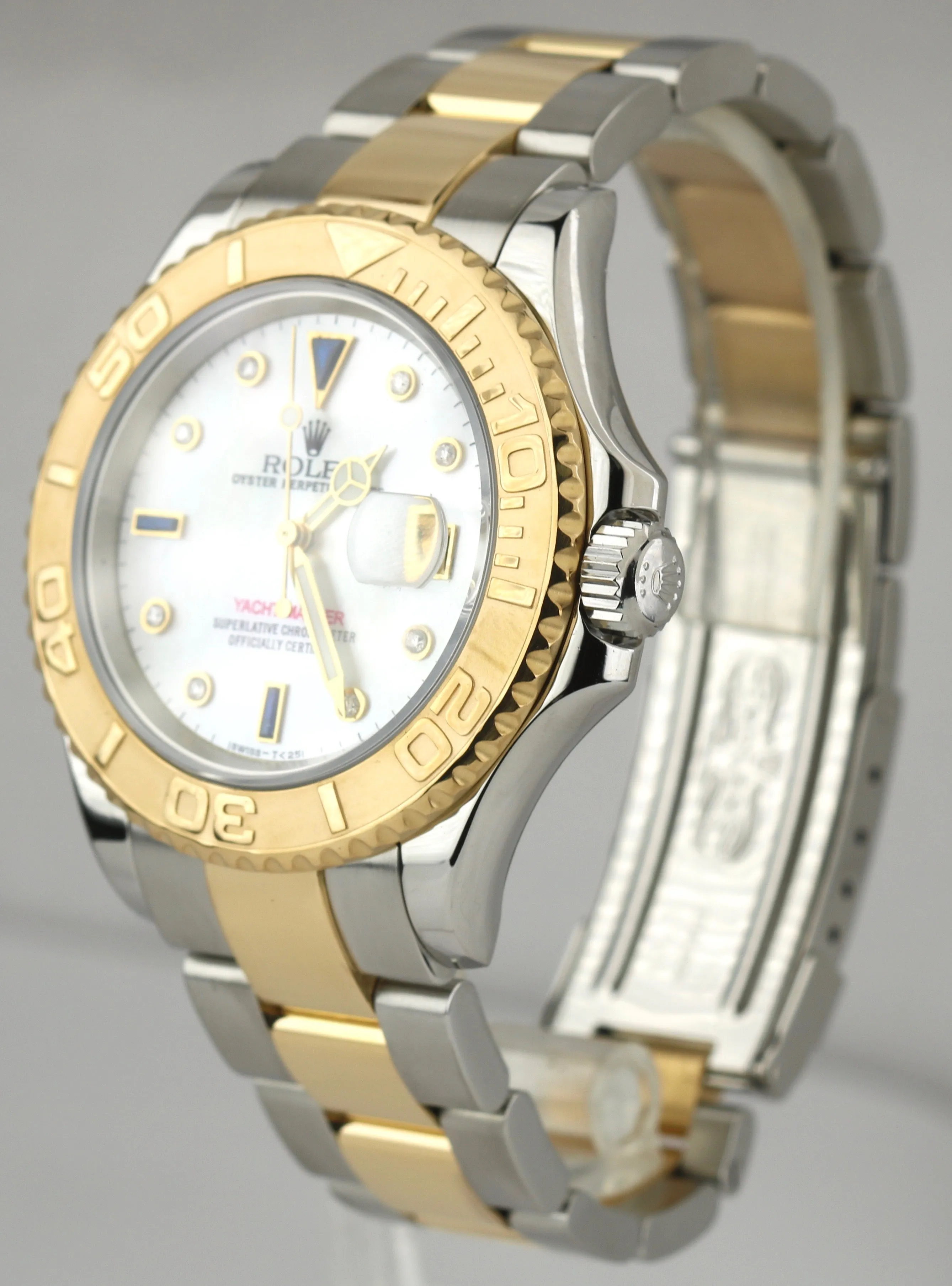 Rolex Yacht-Master 16623 40mm 18K Two Tone Gold Steel Date White MOP SERTI Watch