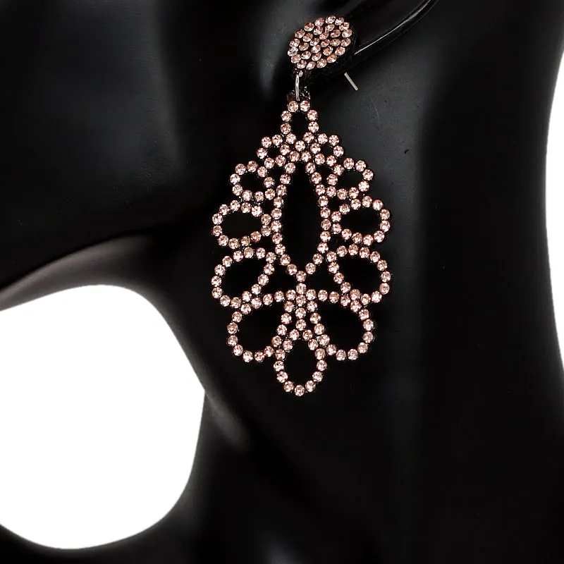 Rose Pink Chandelier Teardrop Felt Earrings