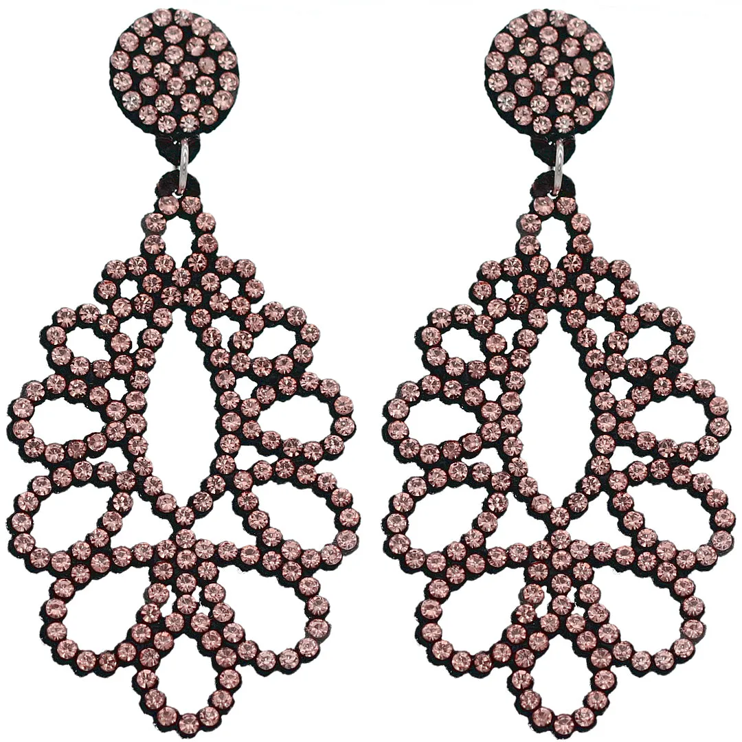 Rose Pink Chandelier Teardrop Felt Earrings