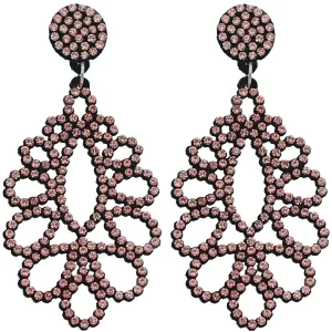 Rose Pink Chandelier Teardrop Felt Earrings