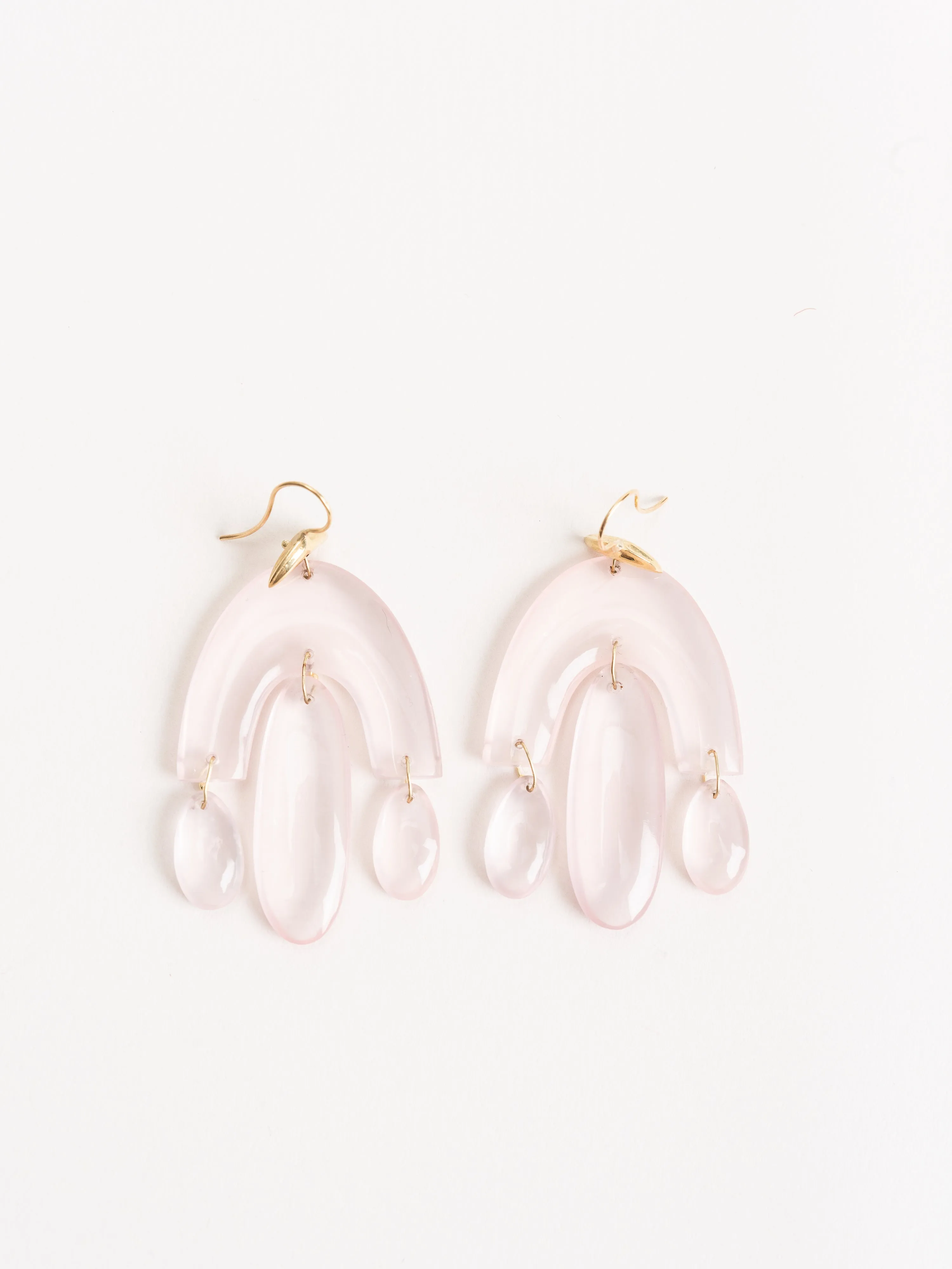 rose quartz mini chandelier earring
