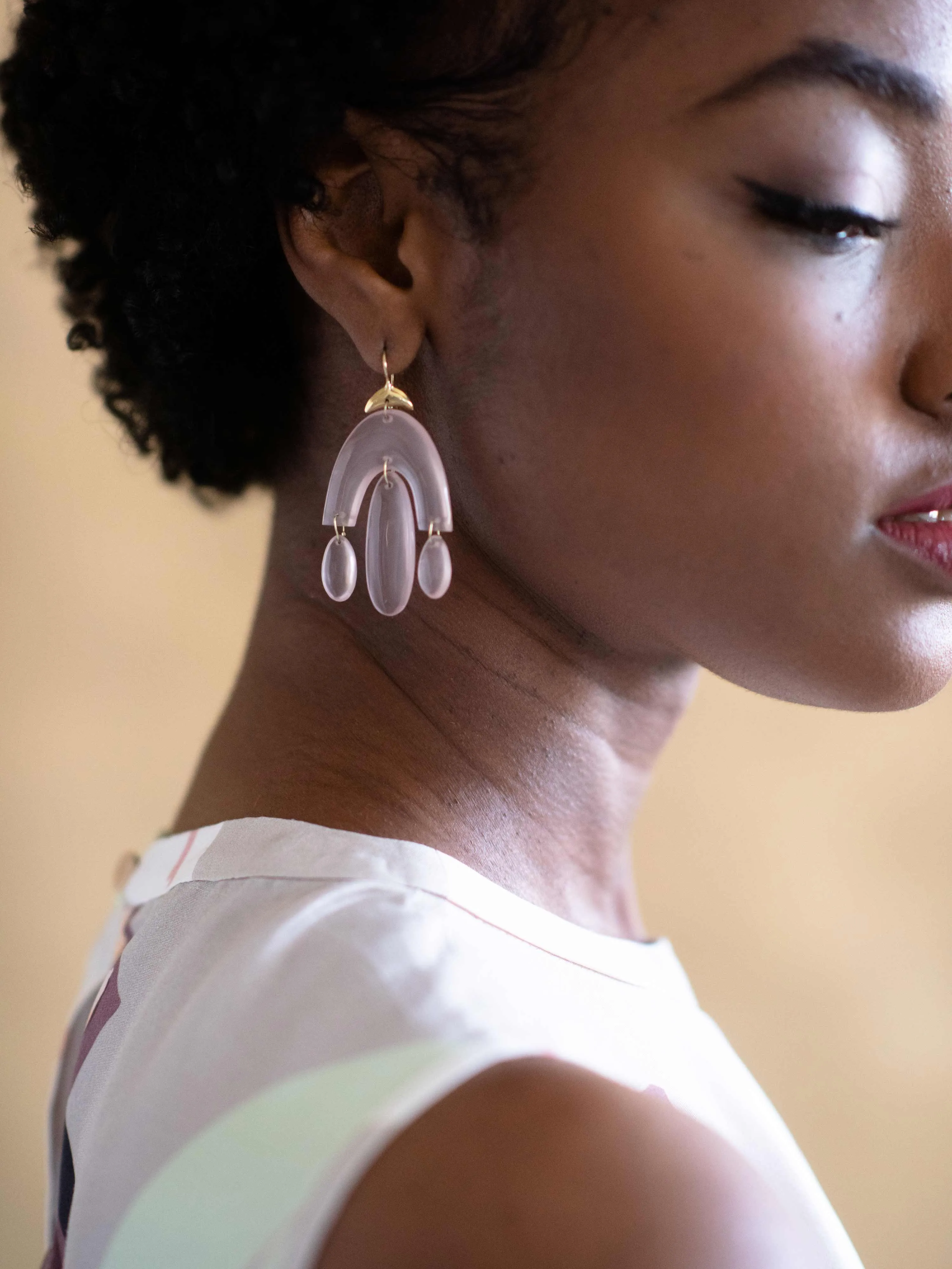 rose quartz mini chandelier earring