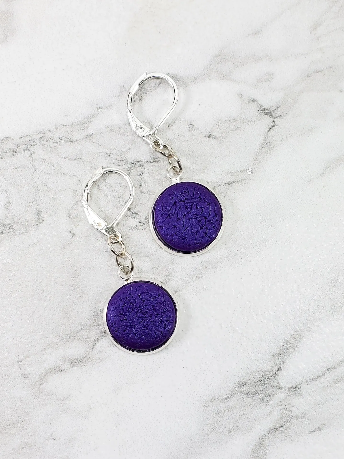 Round Bezel Dangle Earring - Solid Colors