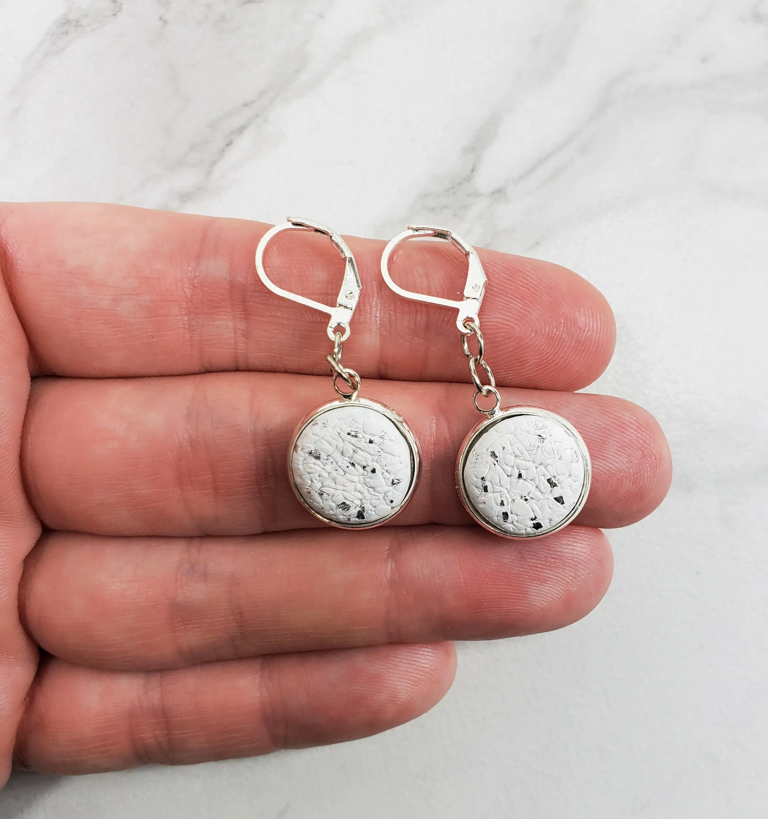 Round Bezel Dangle Earring - Solid Colors