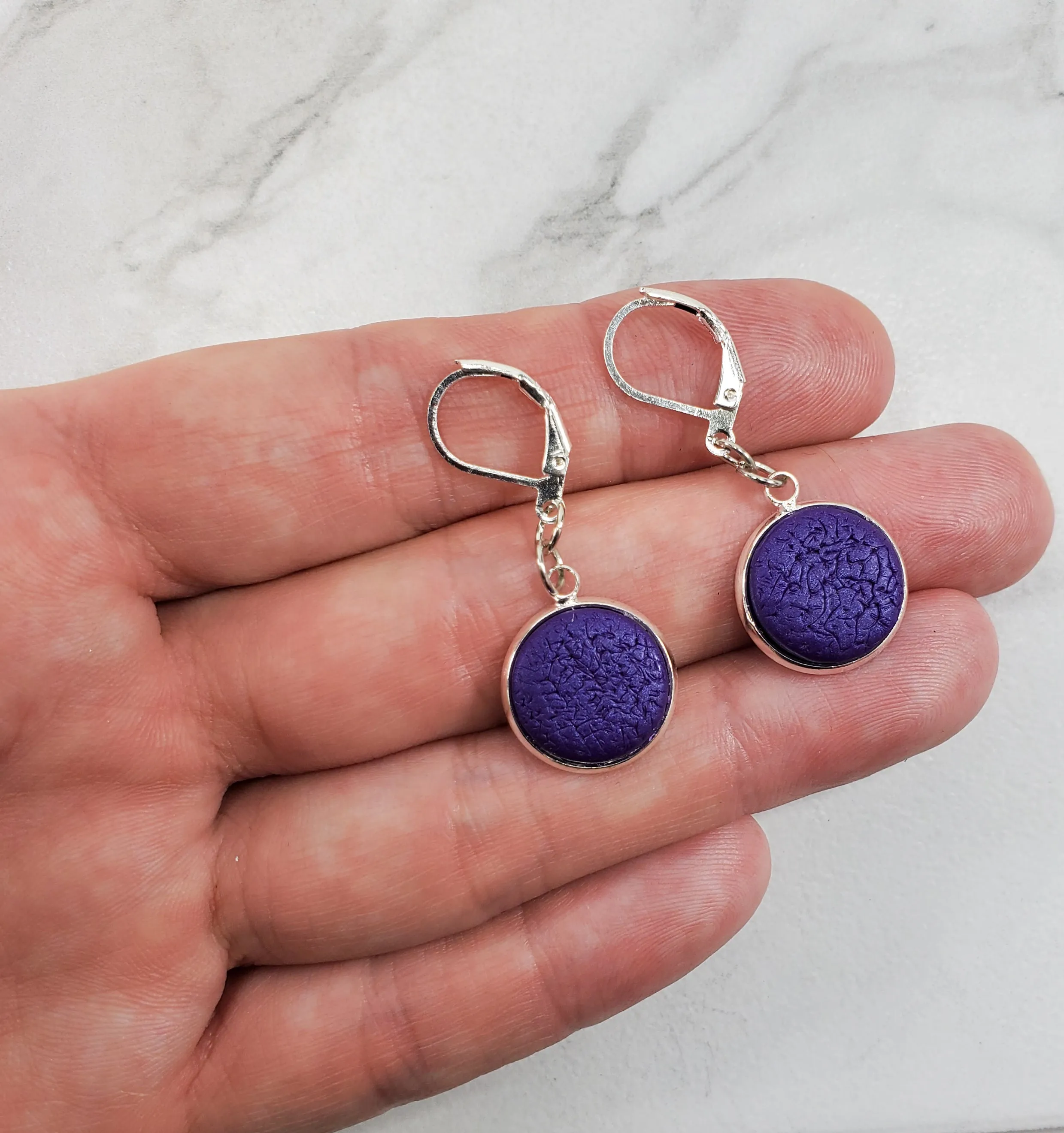 Round Bezel Dangle Earring - Solid Colors
