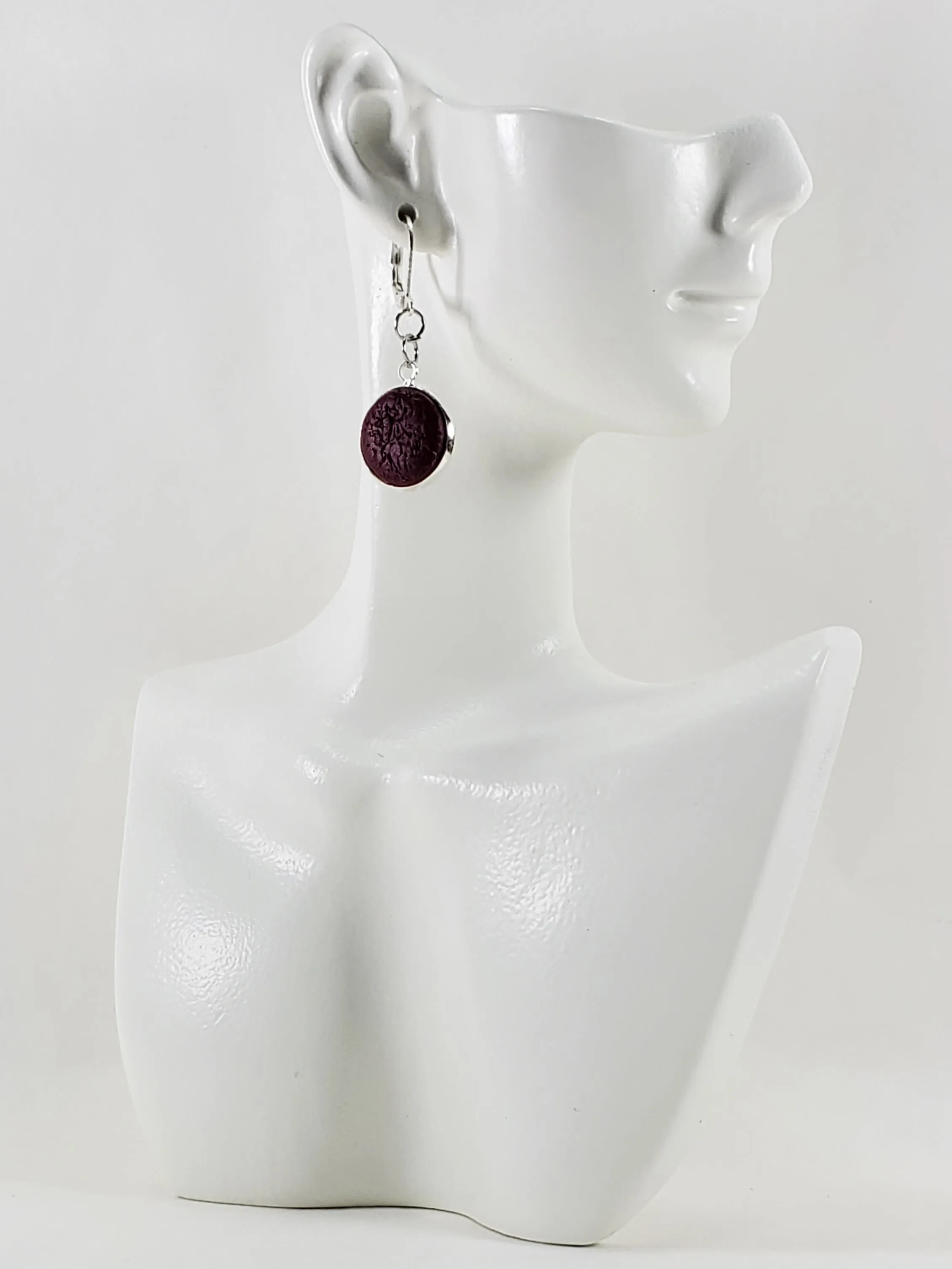 Round Bezel Dangle Earring - Solid Colors