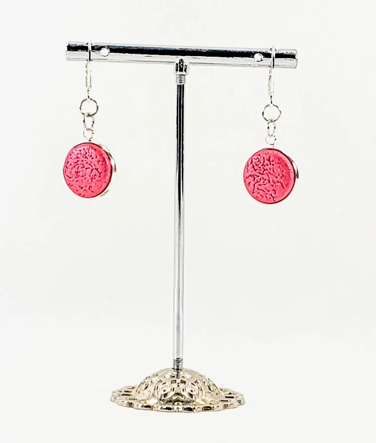 Round Bezel Dangle Earring - Solid Colors