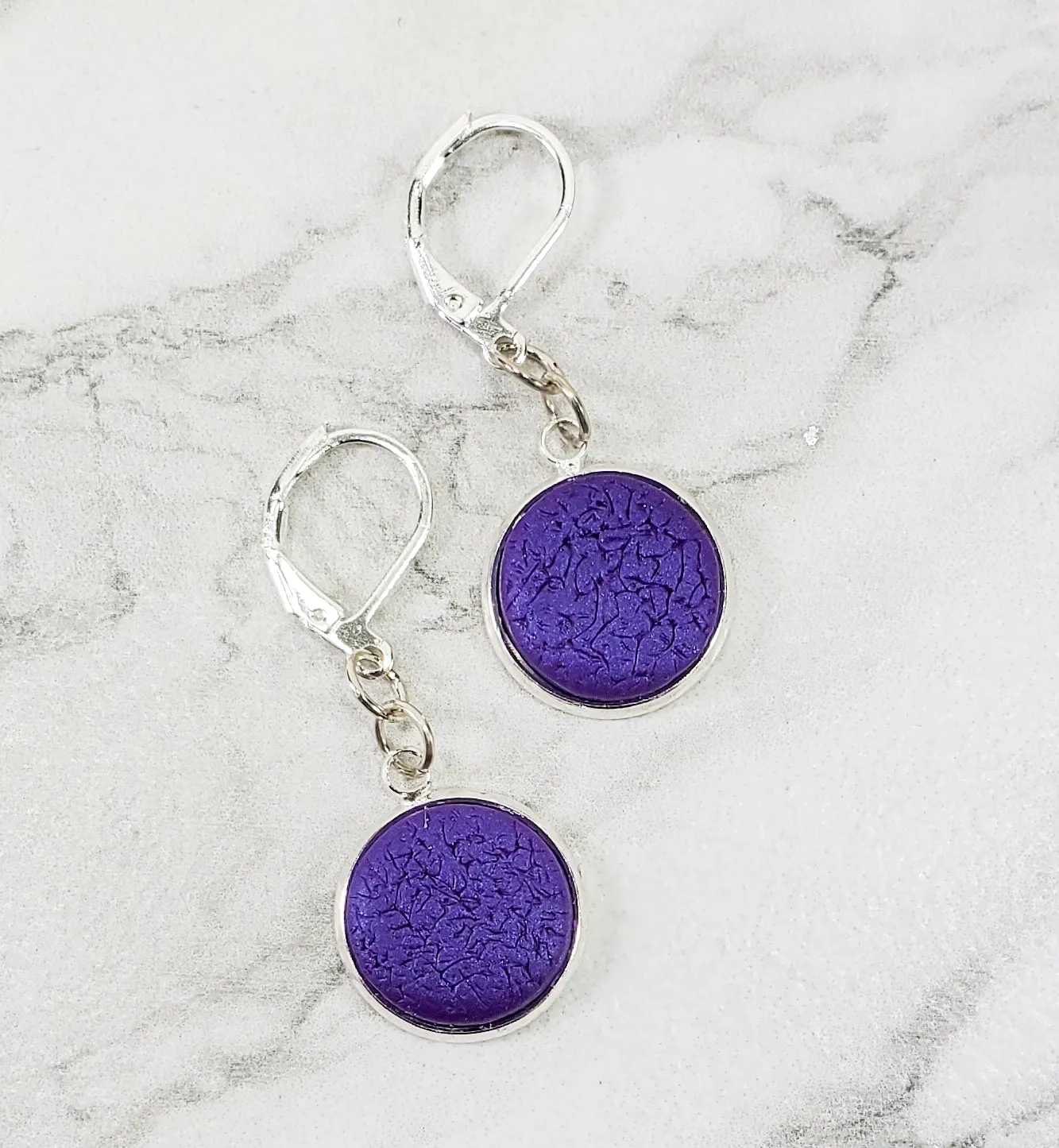 Round Bezel Dangle Earring - Solid Colors