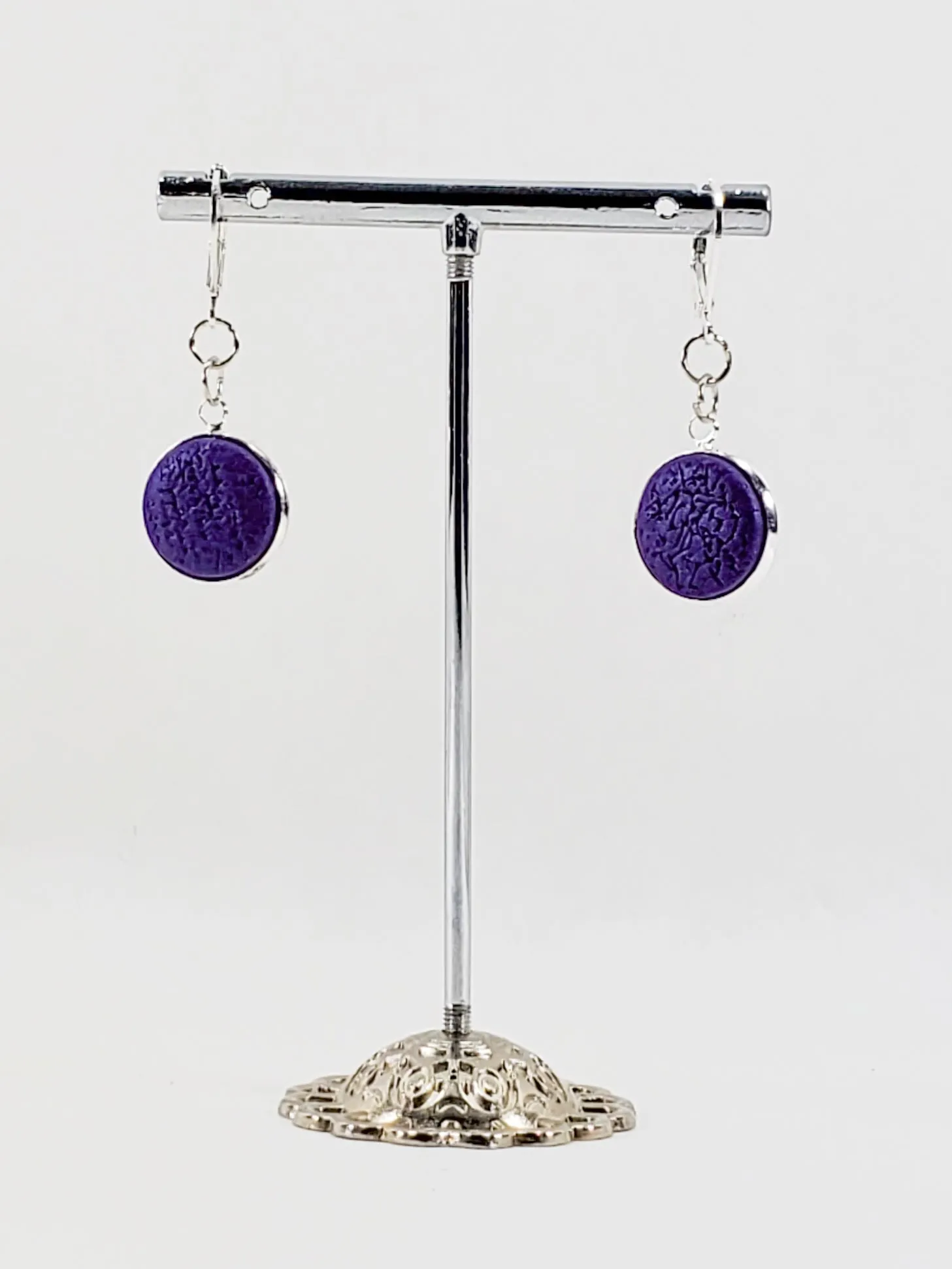 Round Bezel Dangle Earring - Solid Colors
