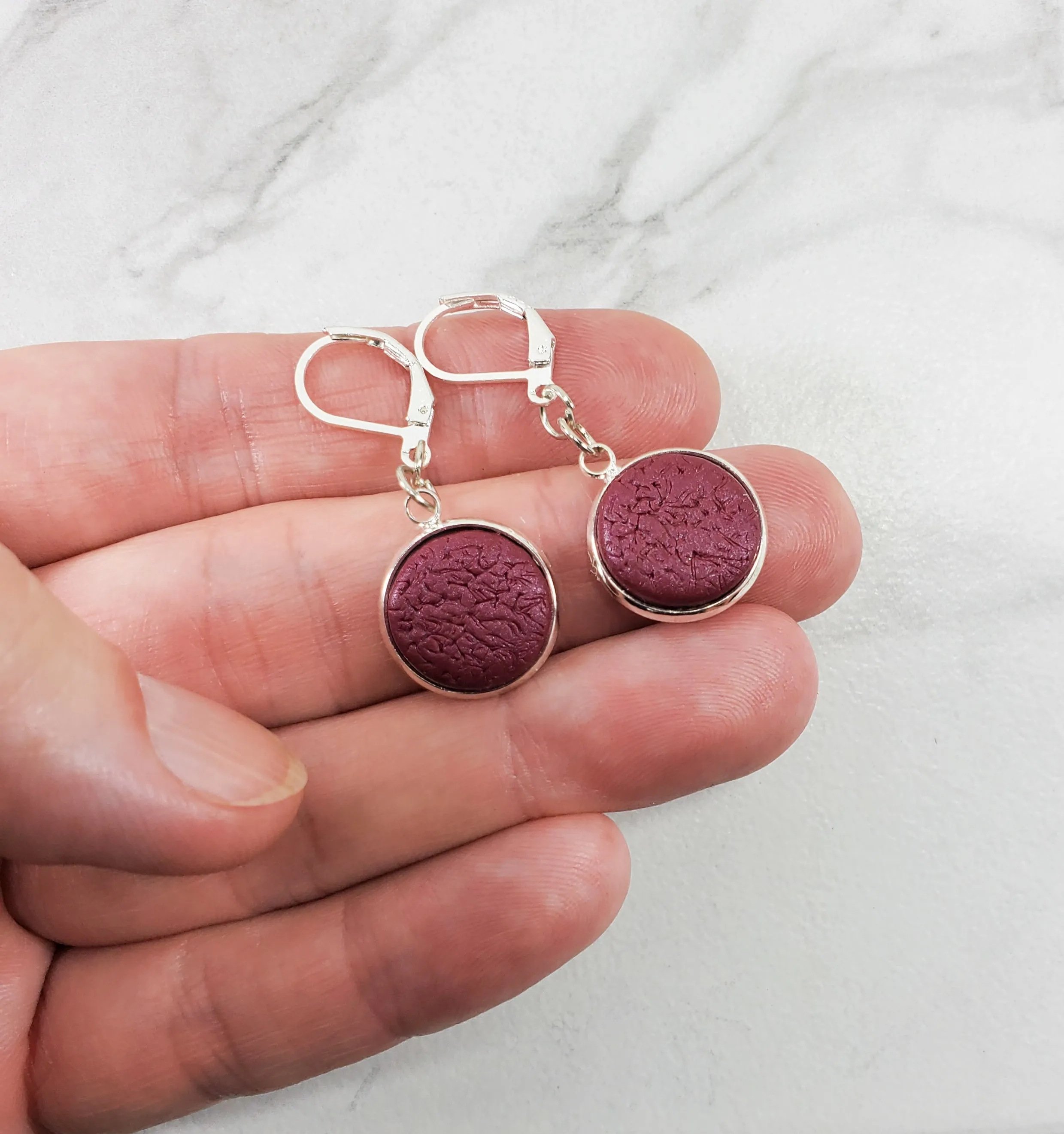 Round Bezel Dangle Earring - Solid Colors