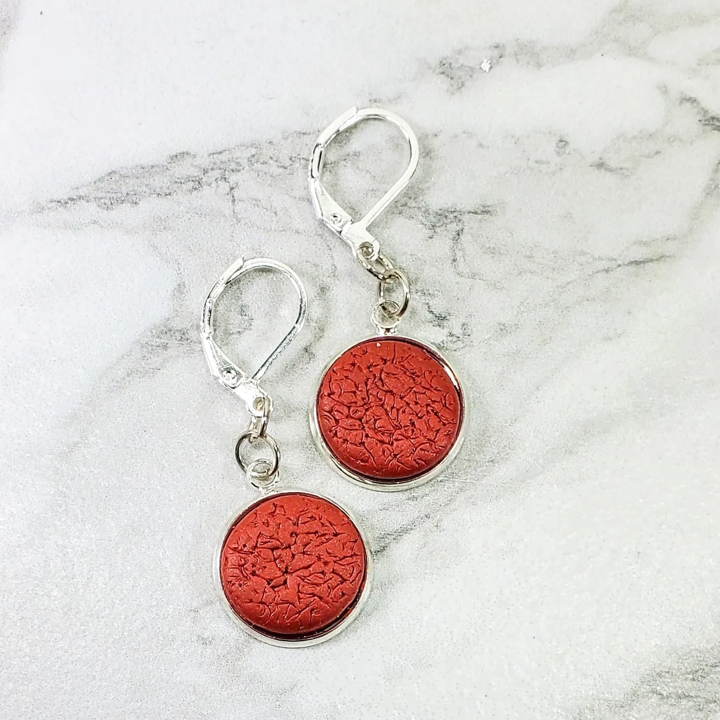 Round Bezel Dangle Earring - Solid Colors