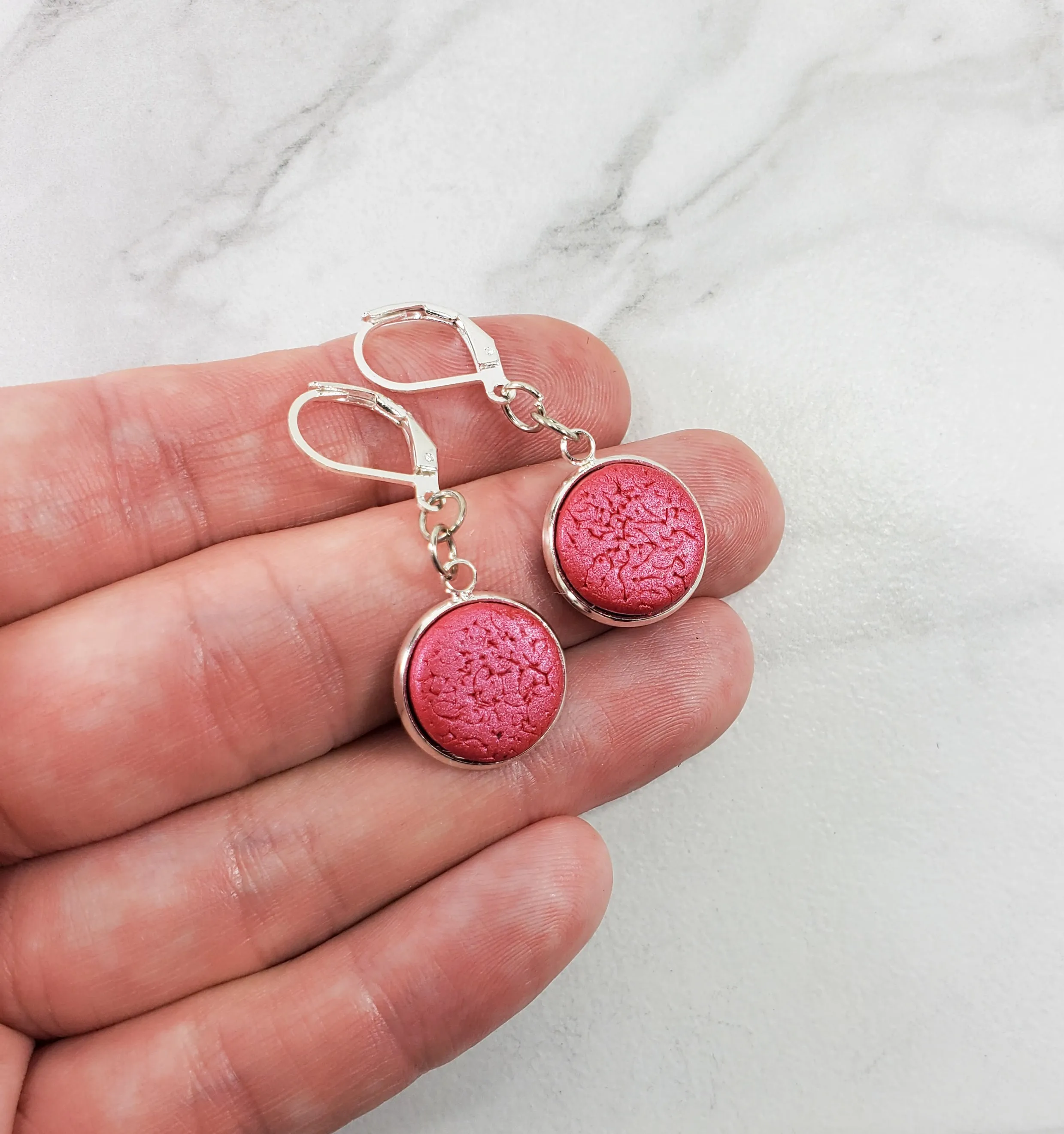 Round Bezel Dangle Earring - Solid Colors