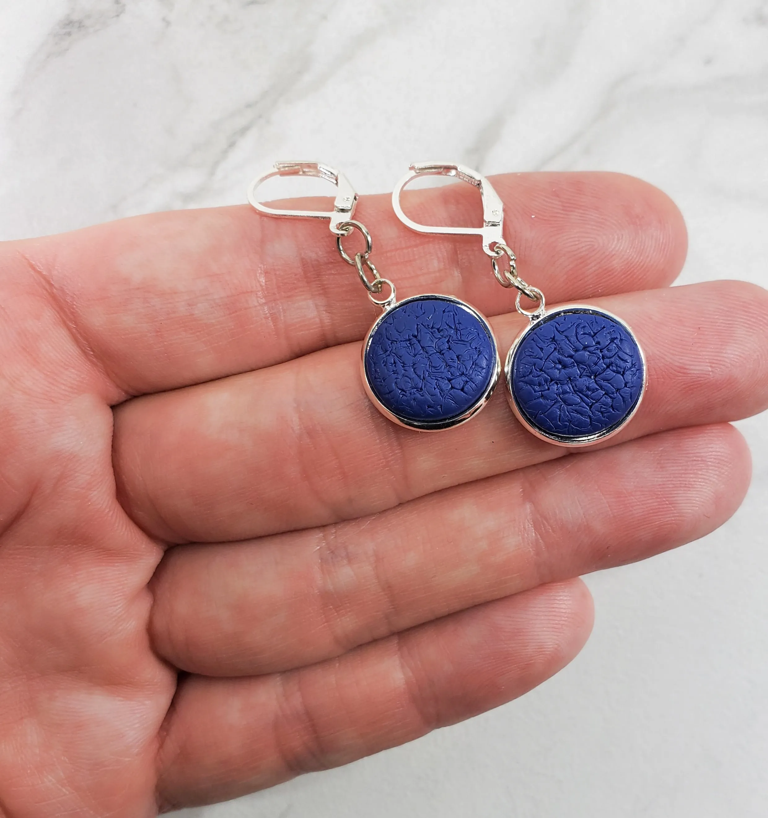 Round Bezel Dangle Earring - Solid Colors