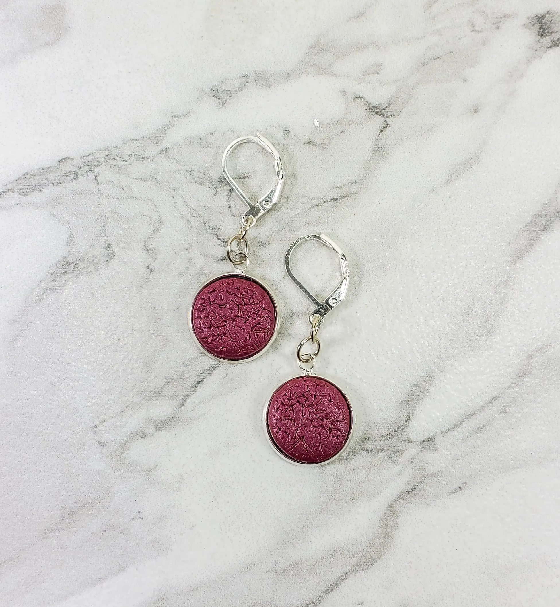 Round Bezel Dangle Earring - Solid Colors