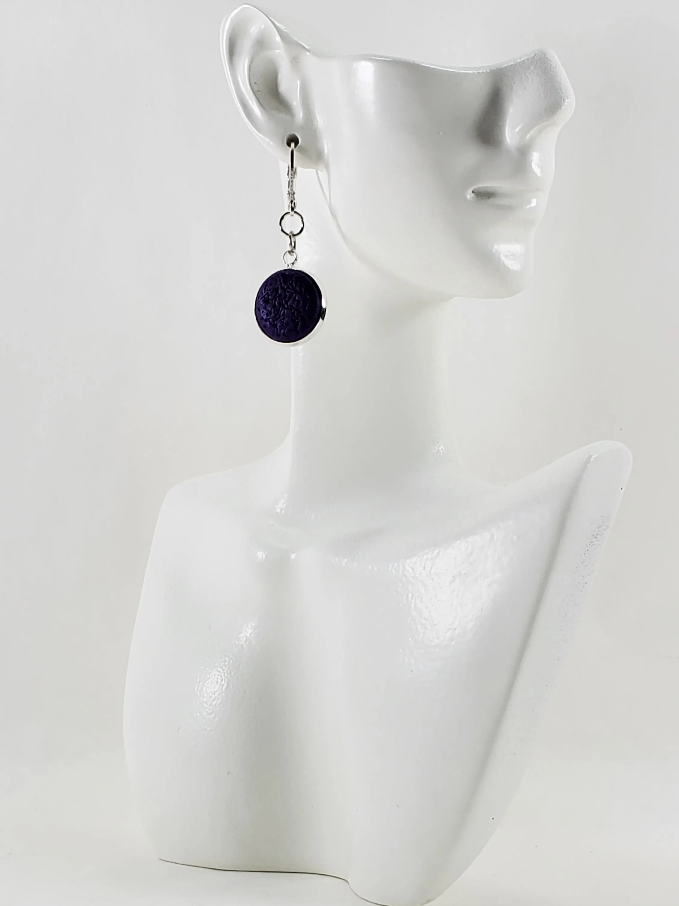Round Bezel Dangle Earring - Solid Colors