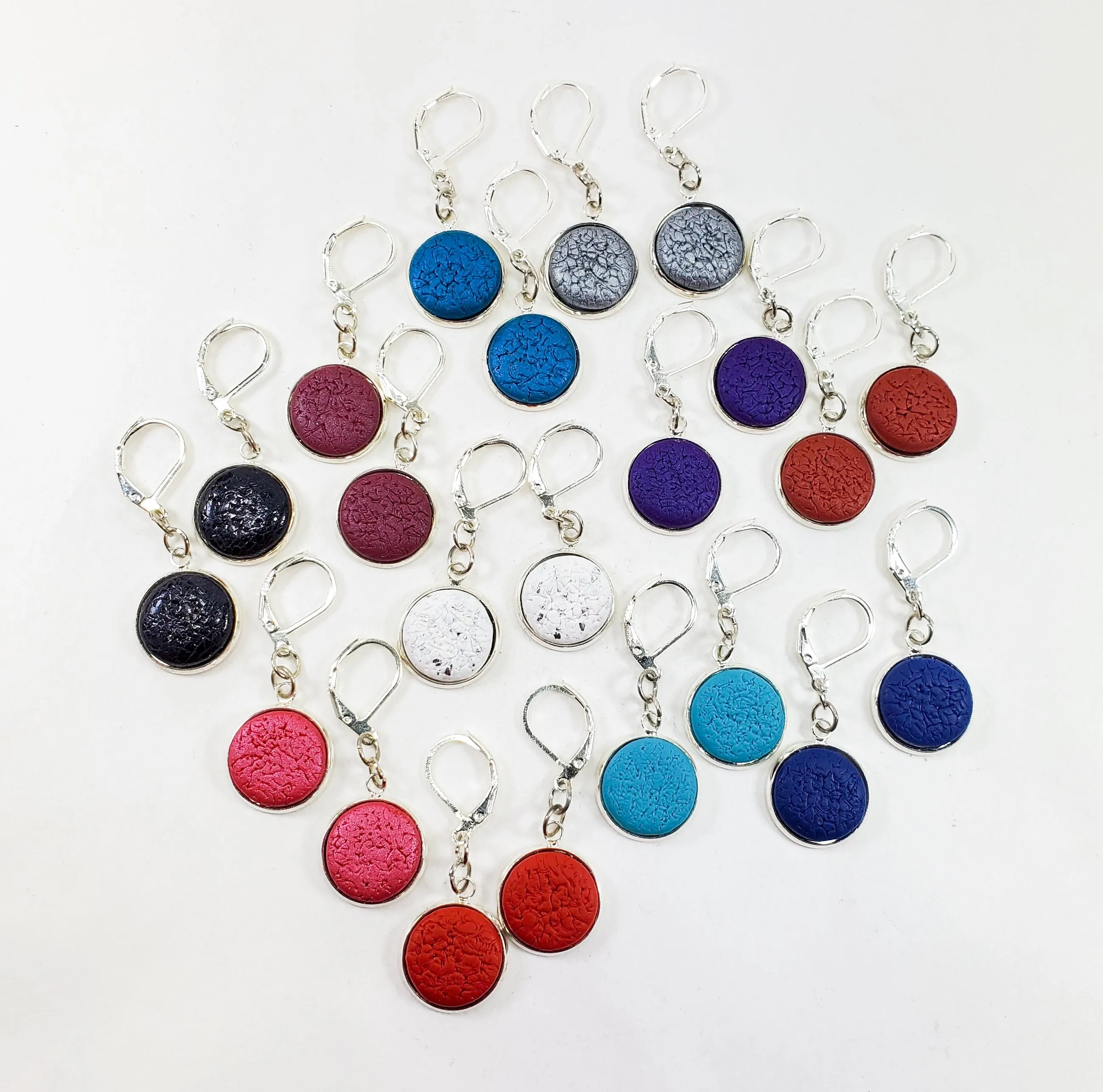 Round Bezel Dangle Earring - Solid Colors