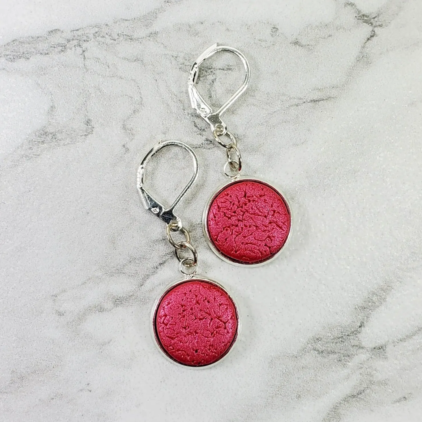 Round Bezel Dangle Earring - Solid Colors