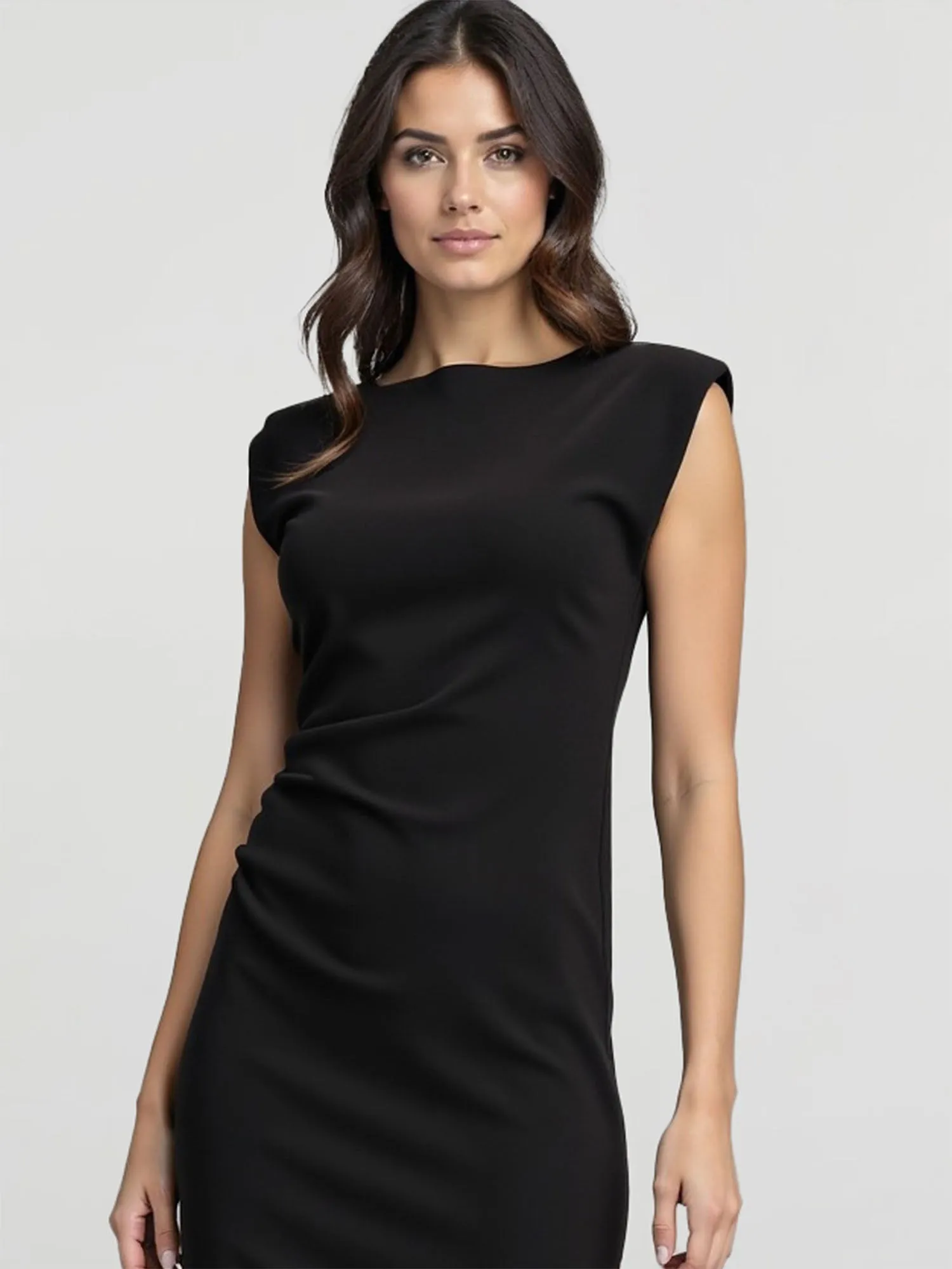 Ruched Waist Knit Midi Dress