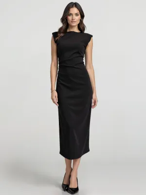 Ruched Waist Knit Midi Dress