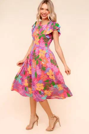Ruffle Bloom Midi Dress With Pockets | S-3X