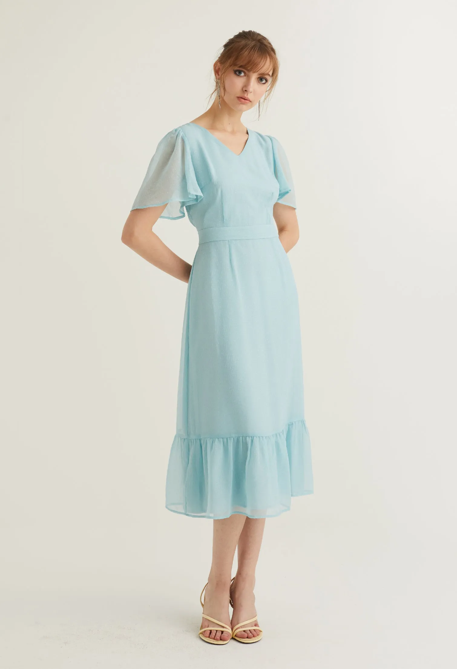 Ruffle Tiered Belted Drop Waist Dress