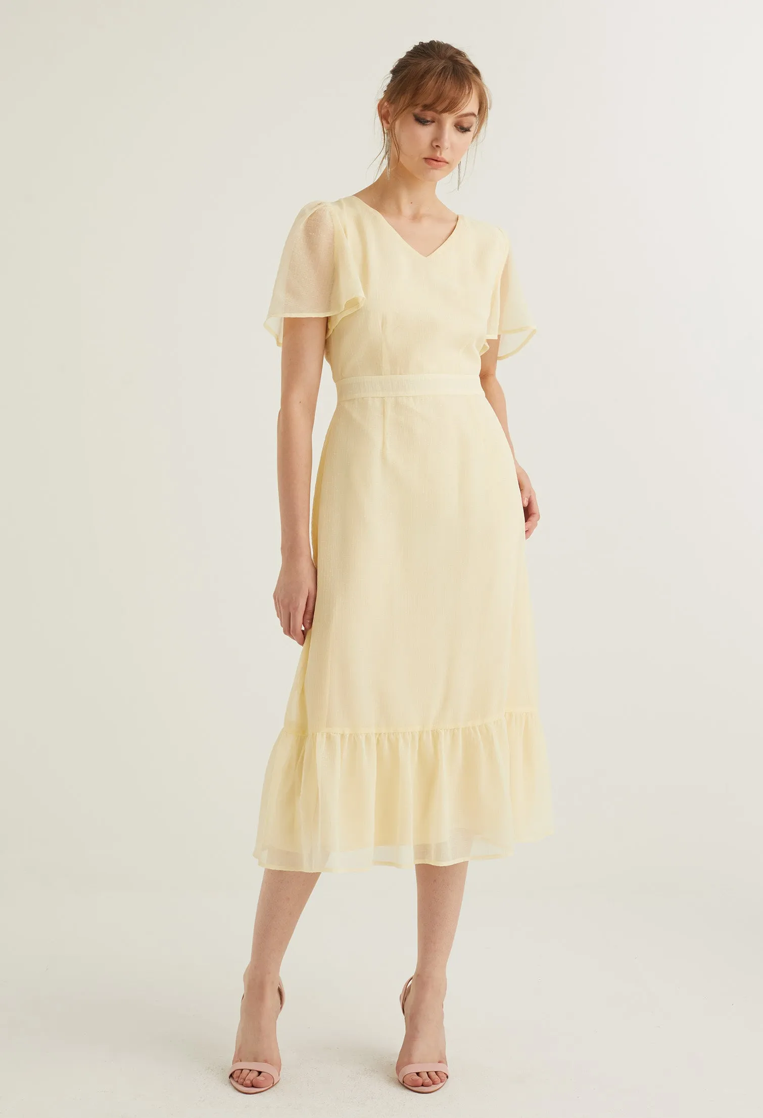 Ruffle Tiered Belted Drop Waist Dress