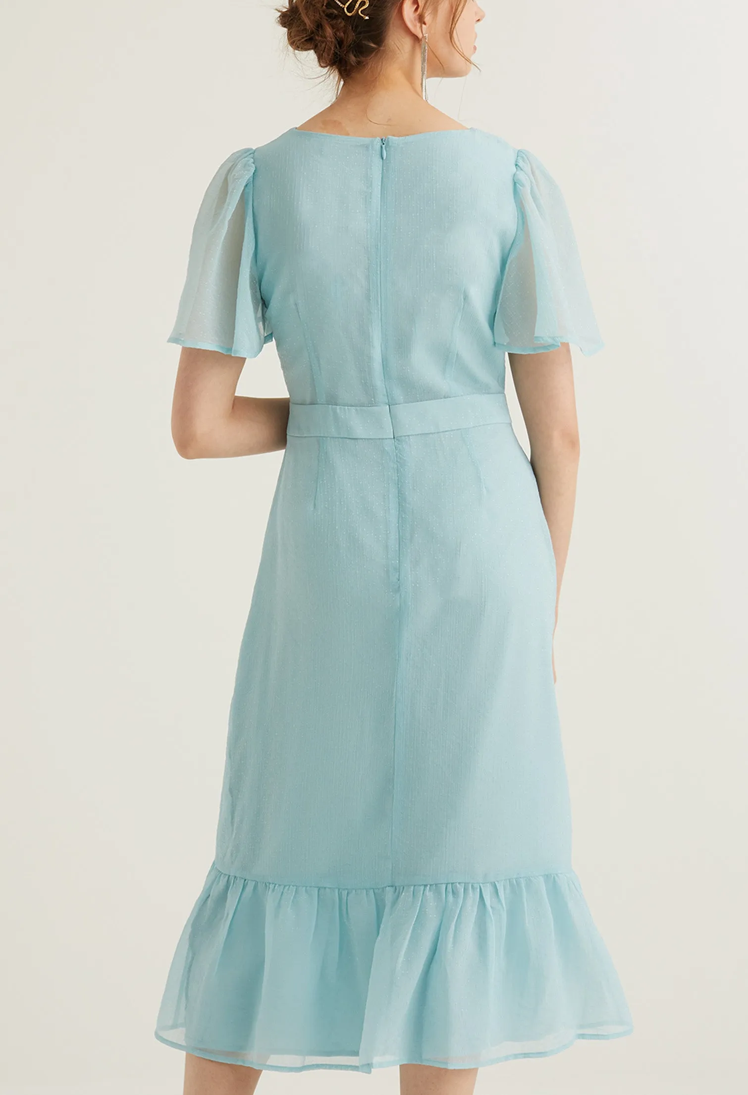 Ruffle Tiered Belted Drop Waist Dress