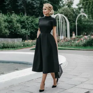 Sale High Quality Elegant Black Dress Women Vintage Ladies Fit Flare Prom Party Night Formal Dress 2020 Retro Dresses Winter D30