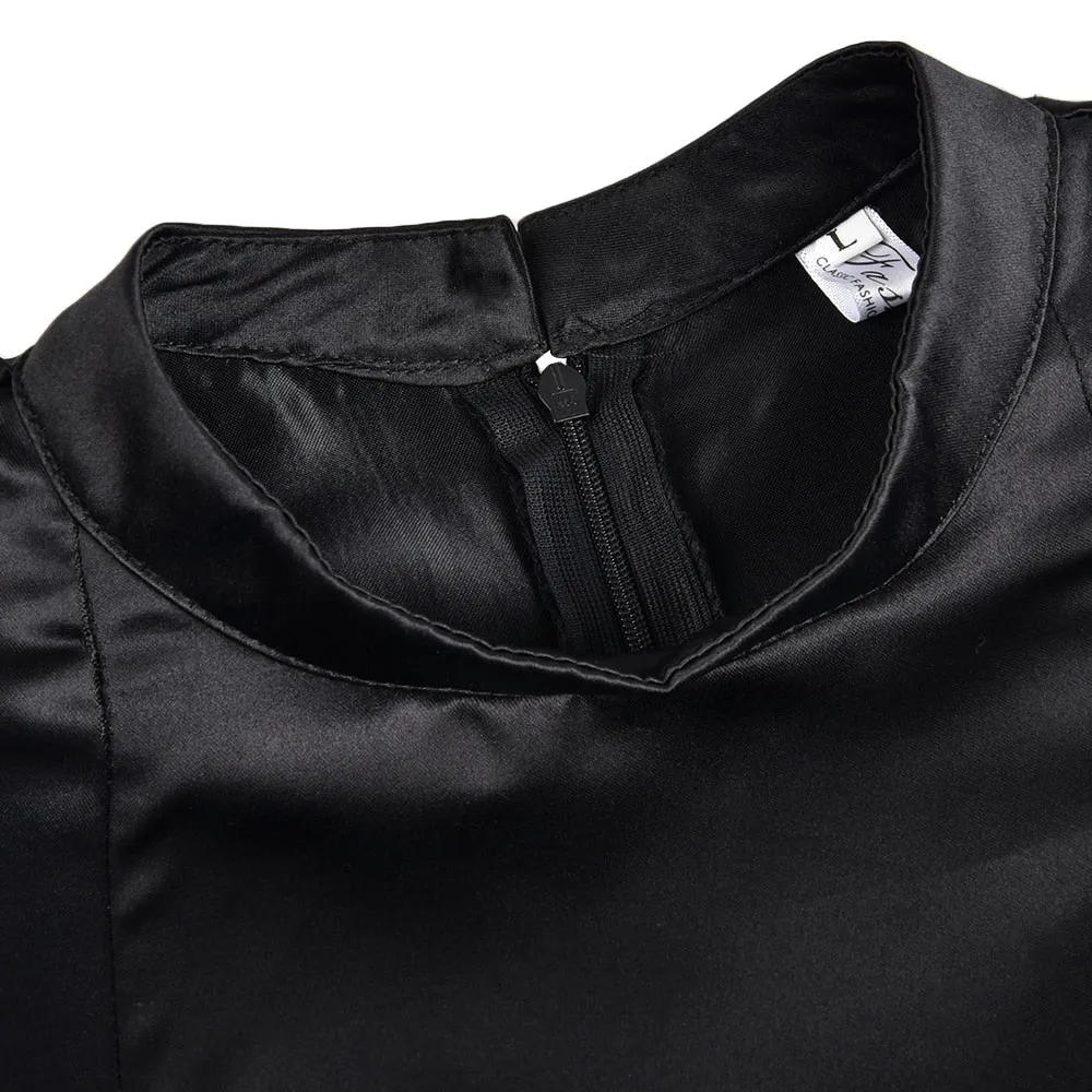 Sale High Quality Elegant Black Dress Women Vintage Ladies Fit Flare Prom Party Night Formal Dress 2020 Retro Dresses Winter D30