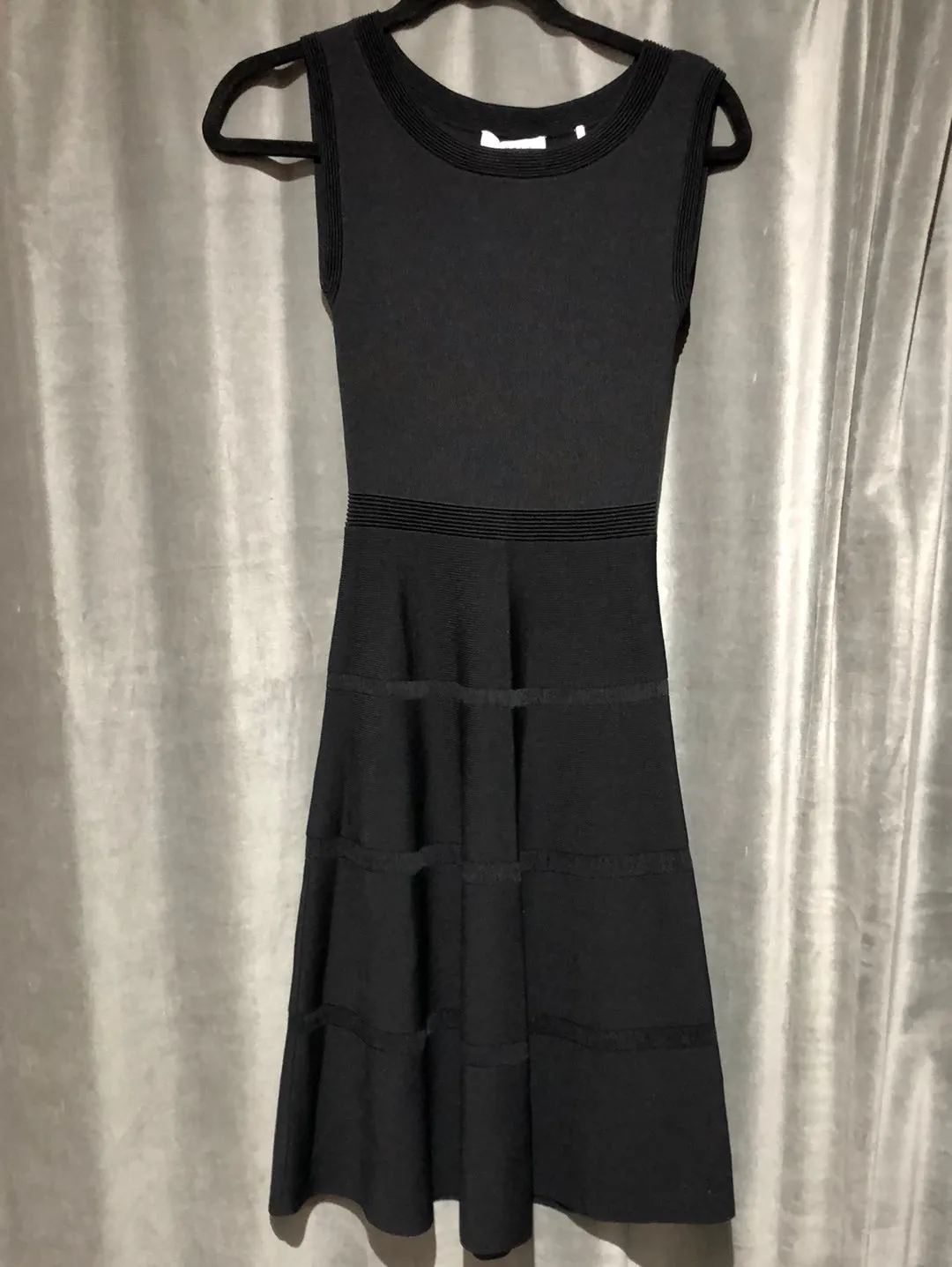 Sandro Black Sleeveless Knit Stretch Fit and Flare Dress