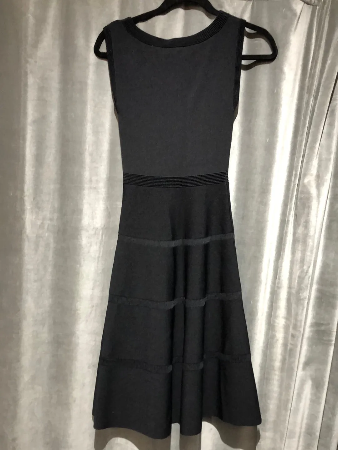 Sandro Black Sleeveless Knit Stretch Fit and Flare Dress