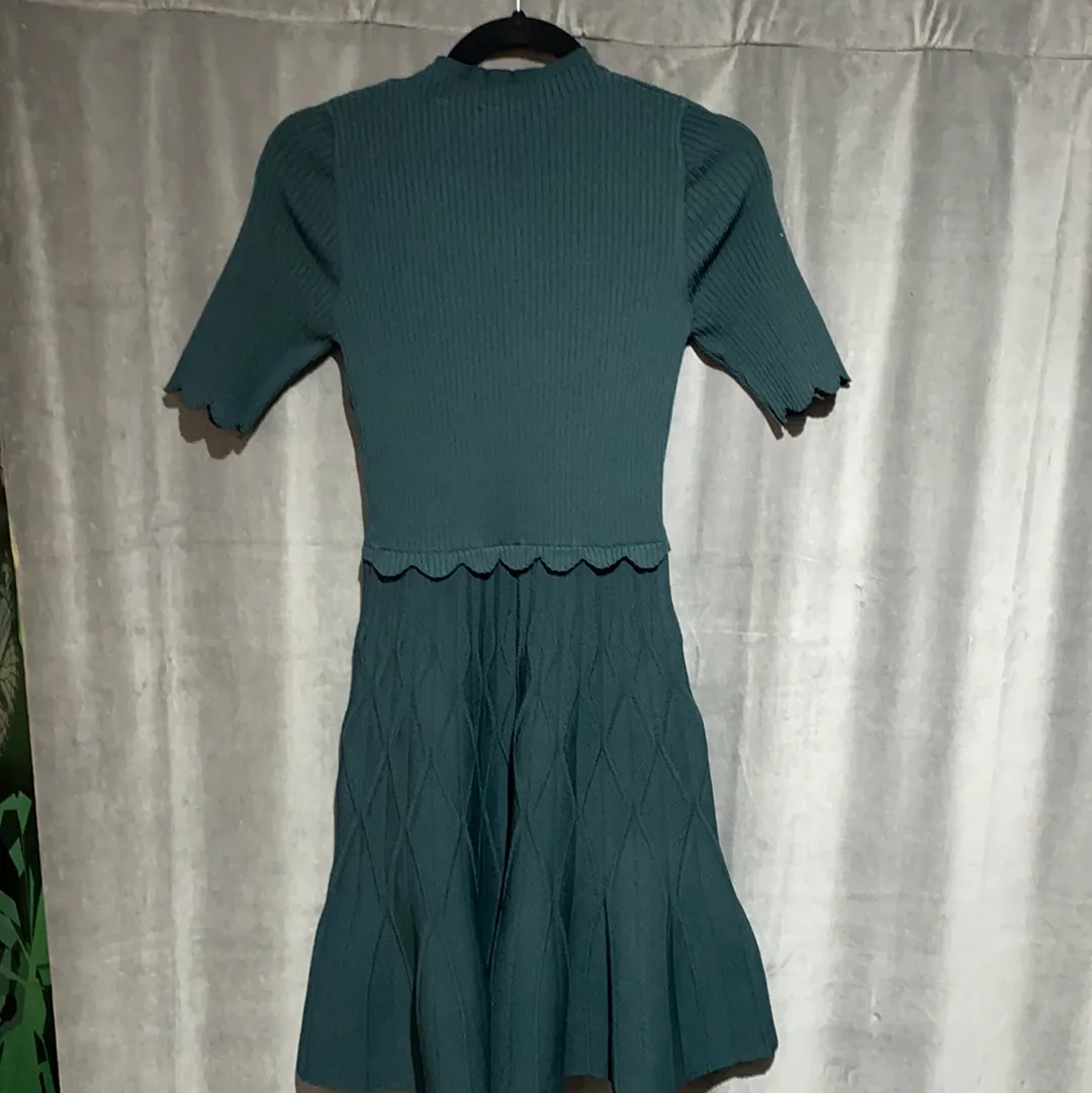 Sandro Paris Mock Neck Short Sleeve Fit and Flare Knit Dress